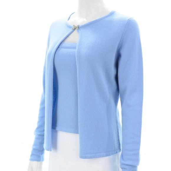 QUEEN OF CASHMERE TOP & CARDIGAN SET SIZE SMALL - Picture 3 of 5
